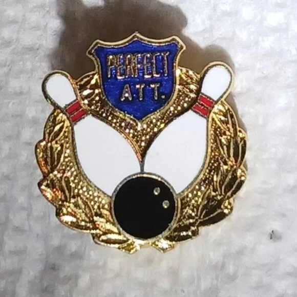 Vintage 1980s Perfect Attendance Bowling Lapel Collectible Pin - Picture 5 of 9